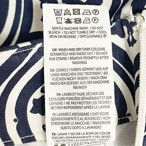 Boden Printed Crop Pants Size US 12 Geo Cascade Navy High Rise Wide Leg Trousers - Picture 12 of 13